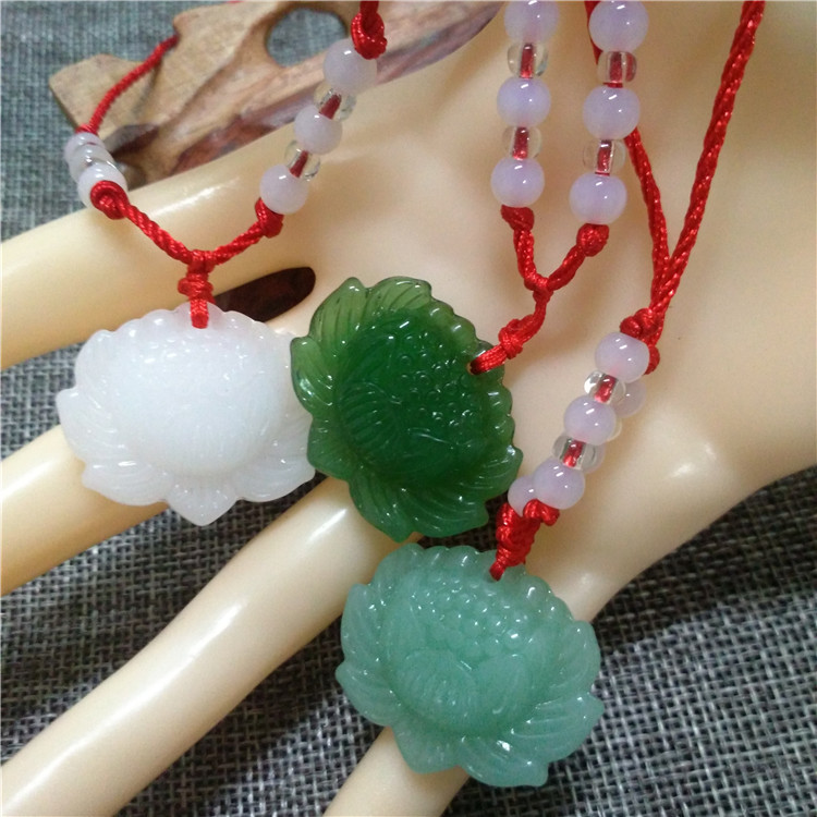 玉石莲花白玉男女项链挂坠玉佩