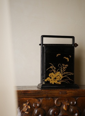 仿古木质提盒手绘桌面新中式漆盒