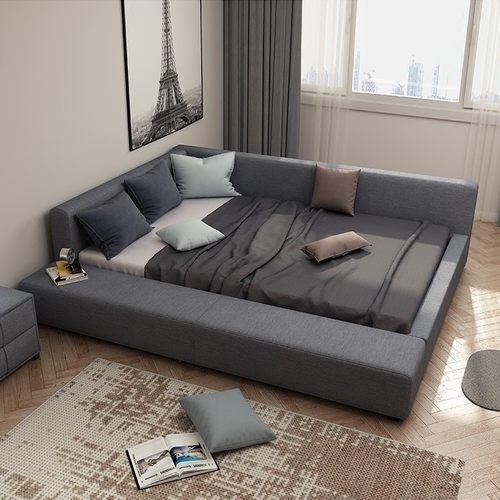 榻榻米布艺床简约主卧卧室双人