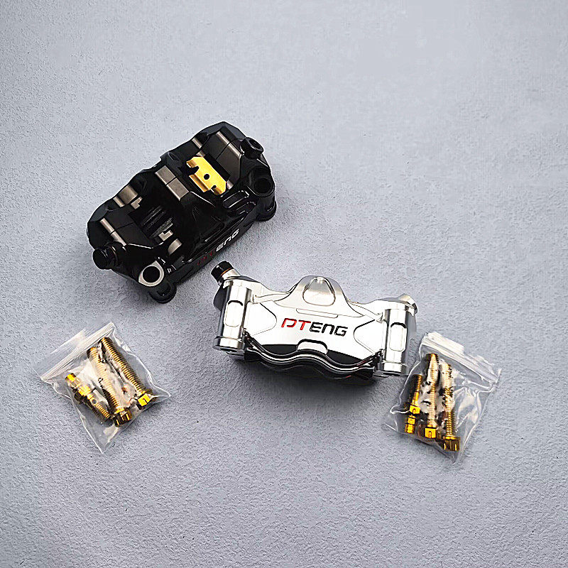 刹车卡钳大辐射卡钳对四活塞九号小牛电动车电摩加大动力刹车卡钳
