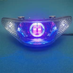 件GY6国二福喜LED天使眼爆闪花嫁前大灯总成 摩托车配件改装 包邮