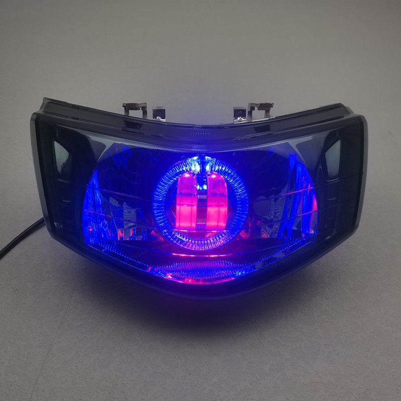 12V摩托车配件改装件国三福喜100巧格一代改装LED天使眼大灯总成