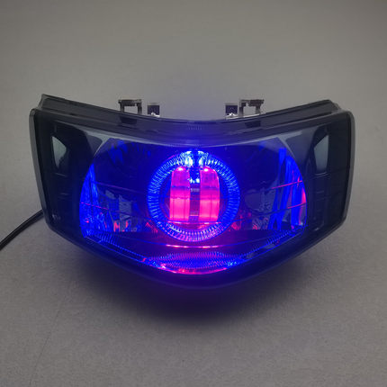 12V摩托车配件改装件国三福喜100巧格一代改装LED天使眼大灯总成