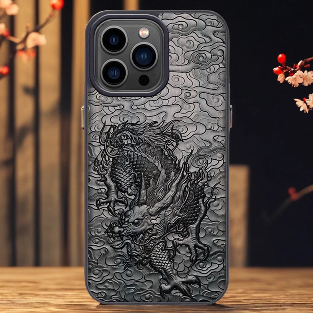 浮雕iphone15proMax木质手机壳