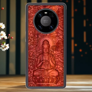 十二生肖守护神华为mate40pro+手机壳Mate50 E防摔保护套荣耀magic6 rsr保时捷复古风血檀木浮雕男女新款适用