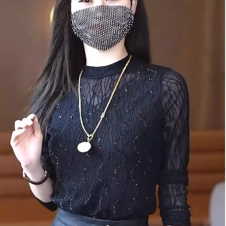 黑色外穿立领打底衫女秋季新款气质内搭长袖上衣修身显瘦百搭小衫,女装/女士精品,蕾丝衫/雪纺衫,淘宝优惠券,粉丝福利购,淘宝优惠卷