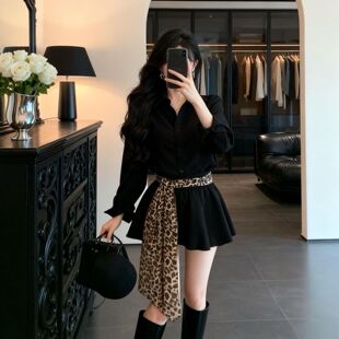 法式高级感翻领长袖衬衫连衣裙2026春季新款今年流行爆款短裙女装