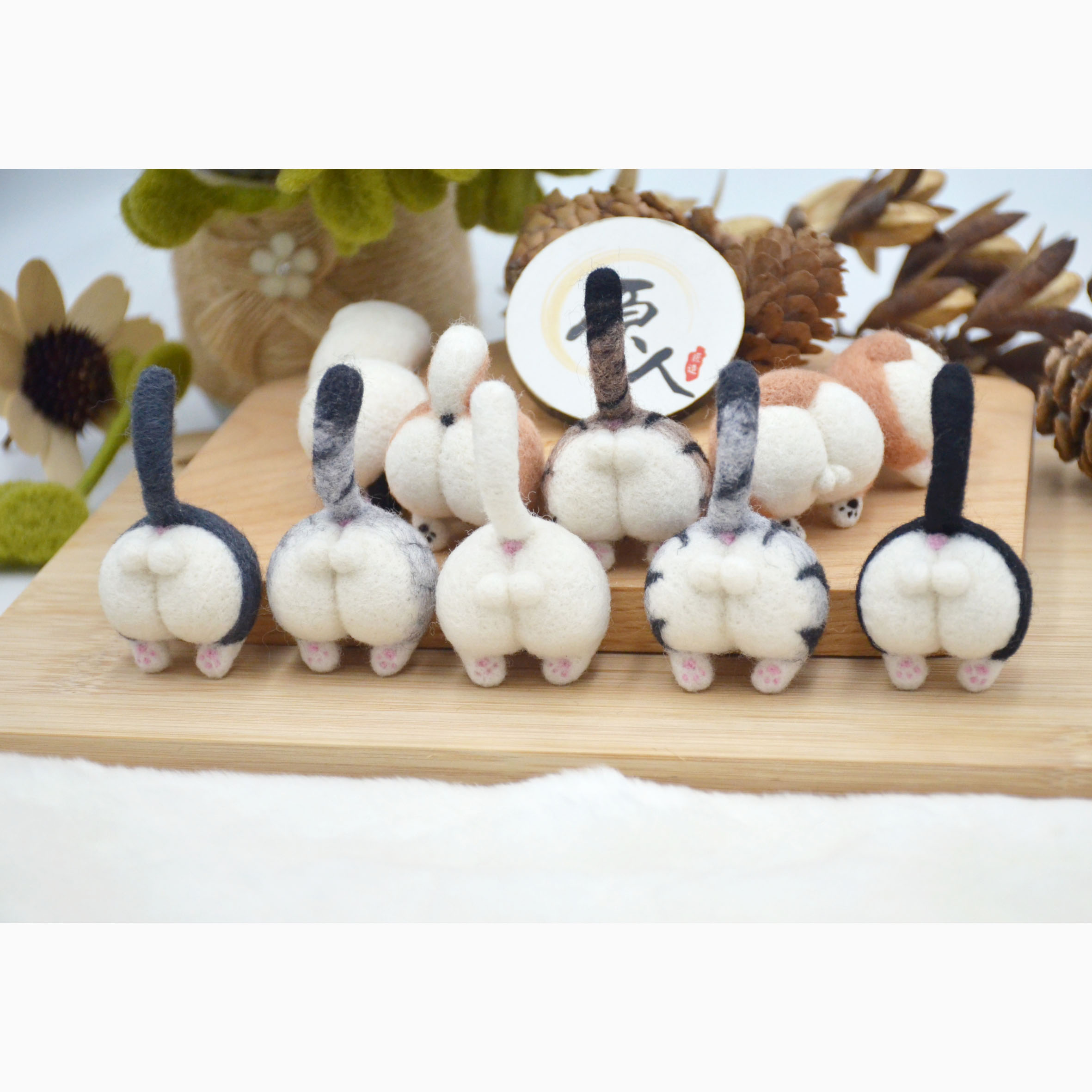 猫咪钥匙圈羊毛毡汽车小挂件