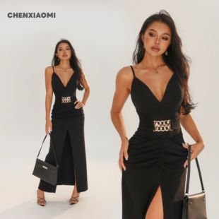 欧美辣妹性感带可拆胸垫连衣裙长裙 晚宴流光 Y668 蜜蜜家