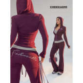 蜜蜜家 Z708 新德绒显瘦休闲裤 K175 弧形连帽外套两件套