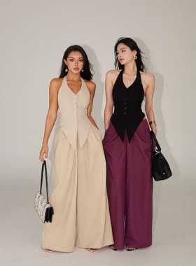 【蜜蜜家】仲夏夜之梦 欧美辣妹气质显瘦小众休闲裤子 K052