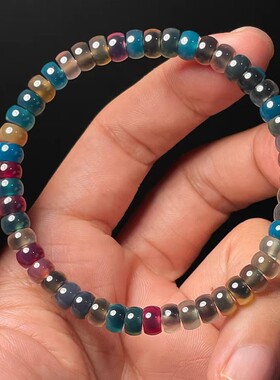 彩色糖心玛瑙药片手串直切隔片配饰手链色彩丰富百搭文玩饰品批发