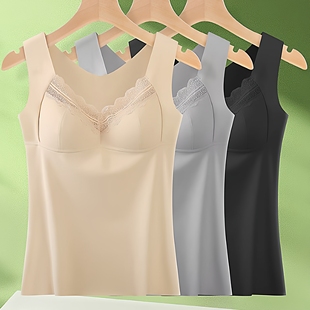 大码 秋冬美体内衣胖MM无钢圈磨毛保暖背心无痕光面聚拢上托束身衣