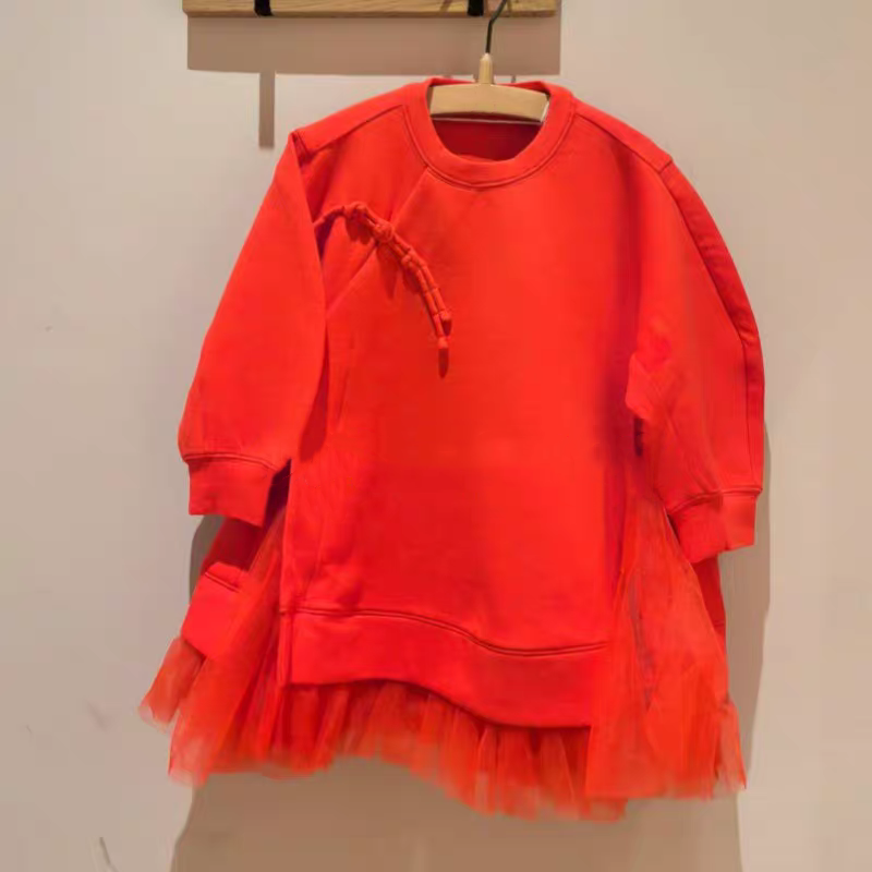 现货童装定制春季新款女时尚斜襟扣卫衣连衣裙纯色拼接网纱公主裙,童装/婴儿装/亲子装,连衣裙,淘宝优惠券,粉丝福利购,淘宝优惠卷