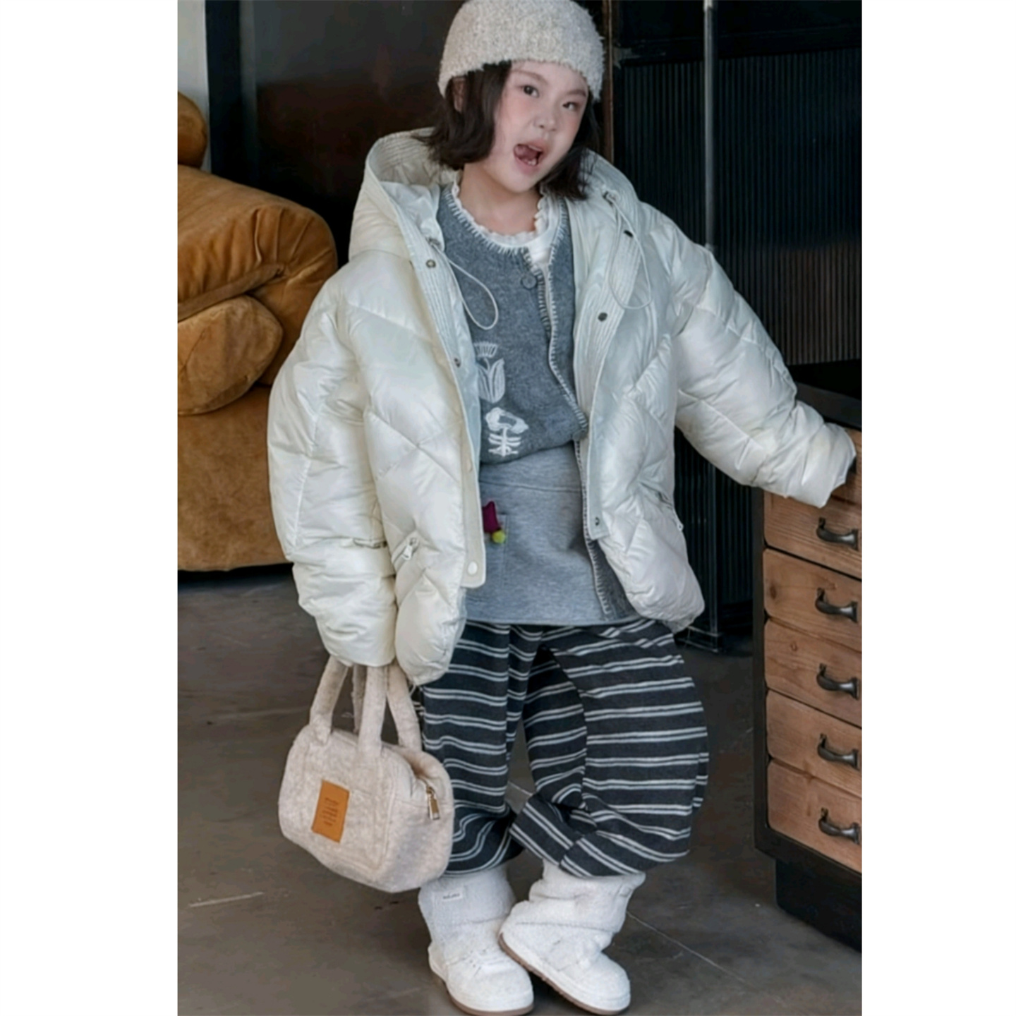 冬男女连帽面包服短款羽绒服外套