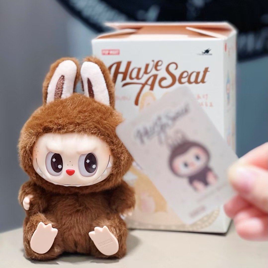 拉布布公仔labubu玩偶毛绒挂件拉不不坐坐派对一二代盲盒搪胶玩具