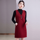 毛呢无袖 显瘦打底连衣裙子打底马甲裙背心连衣裙 背心裙女秋冬新款