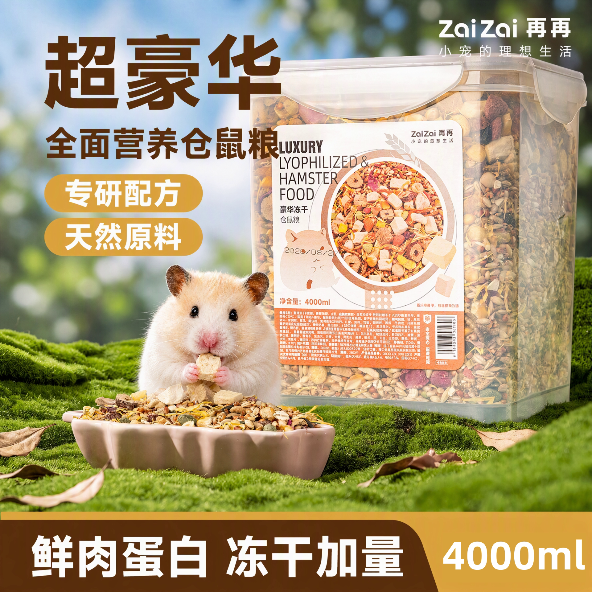 再再仓鼠粮食金丝熊营养主粮饲料食物面包虫干烘焙粮零食用品大全