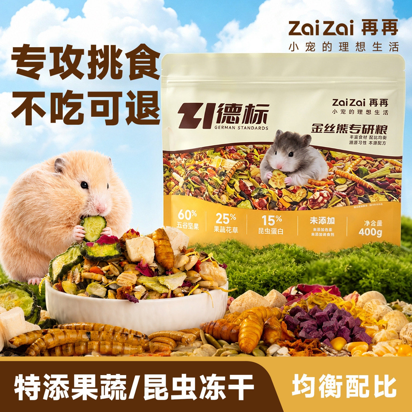 再再仓鼠金丝熊德标专研冻干粮食图片