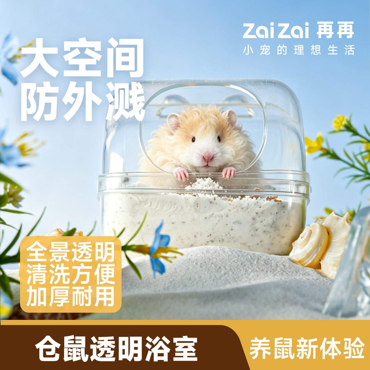 再再仓鼠透明浴室易清洗防溅造景图片