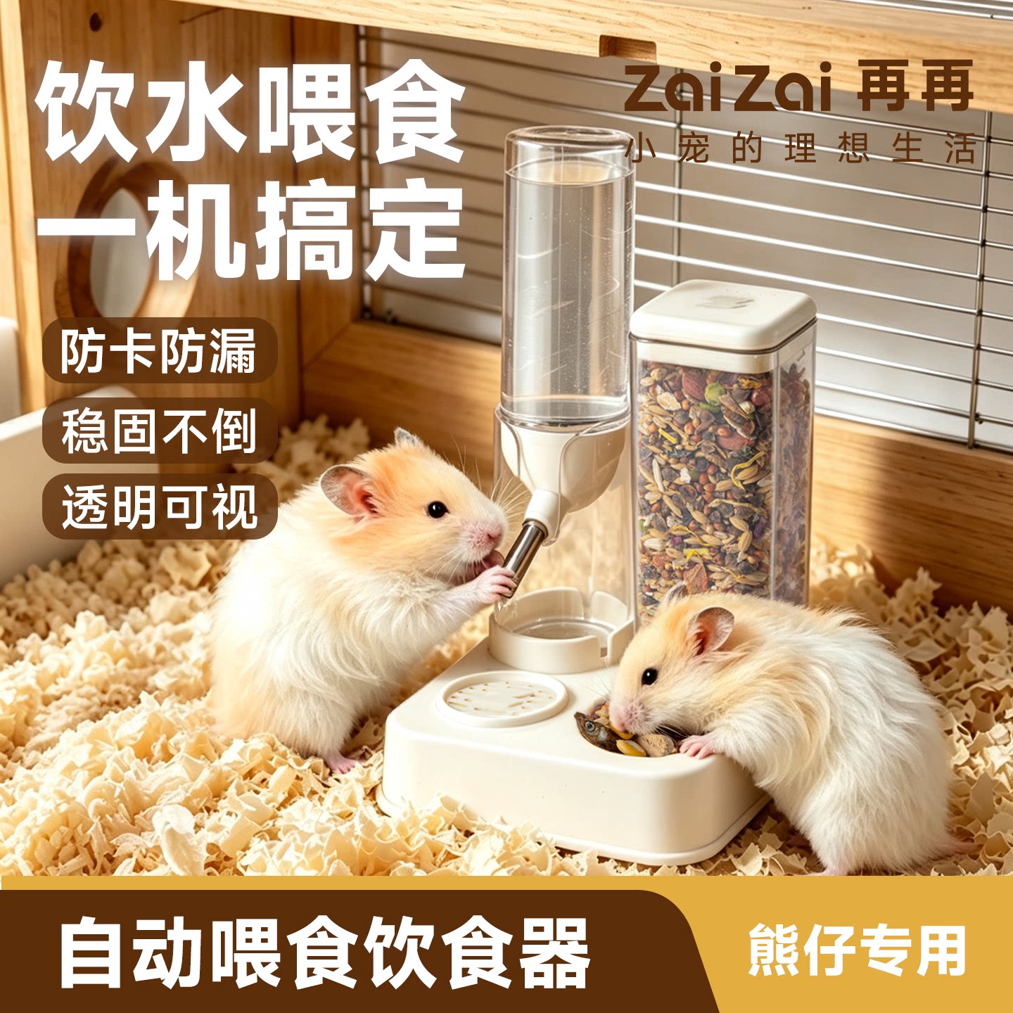 再再金丝熊喂食饮水器仓鼠水壶图片