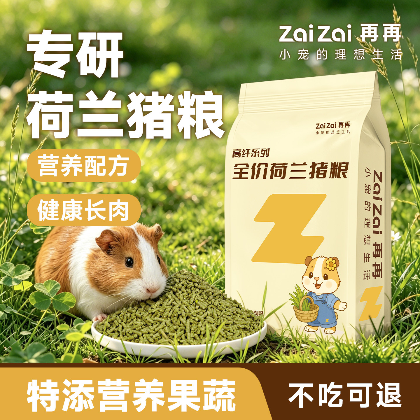 再再高纤荷兰猪粮食美毛营养主粮图片