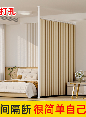 门帘隔断帘卧室房间家用屏风挂帘空调布帘客厅免打孔玄关遮挡帘子
