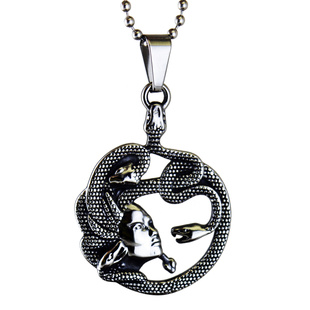 欧美跨境热销饰品不锈钢美杜莎Medusa项链个性 蛇与美女吊坠饰品