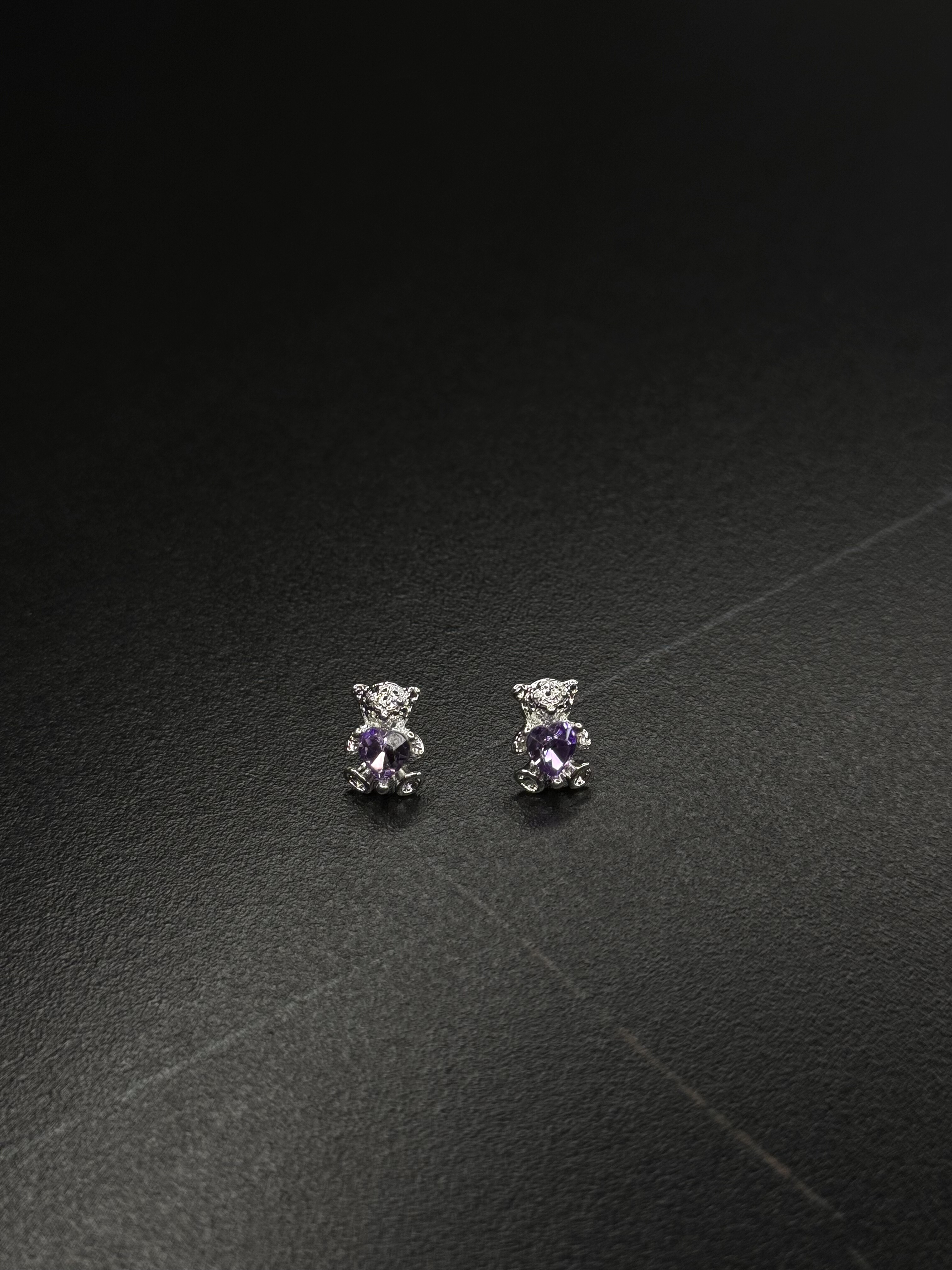 BlackBox 秋冬甜美淑女银针耳饰轻奢气质高级感水晶小熊耳钉