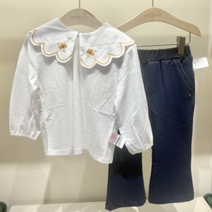 长袖 新款 女童娃娃领T恤M253TSB62P 25秋季 moimoln小云朵专柜正品