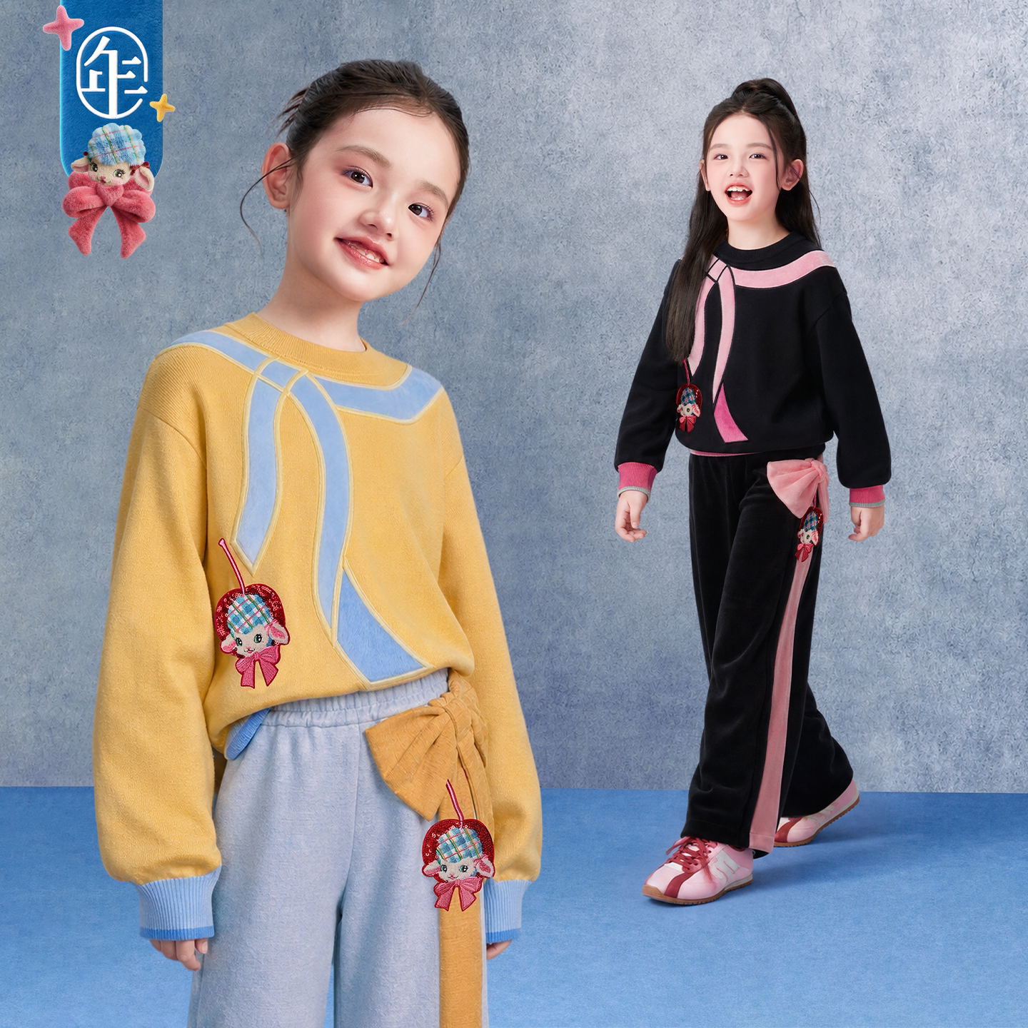 蝴蝶结毛衣女童可爱甜美针织衫