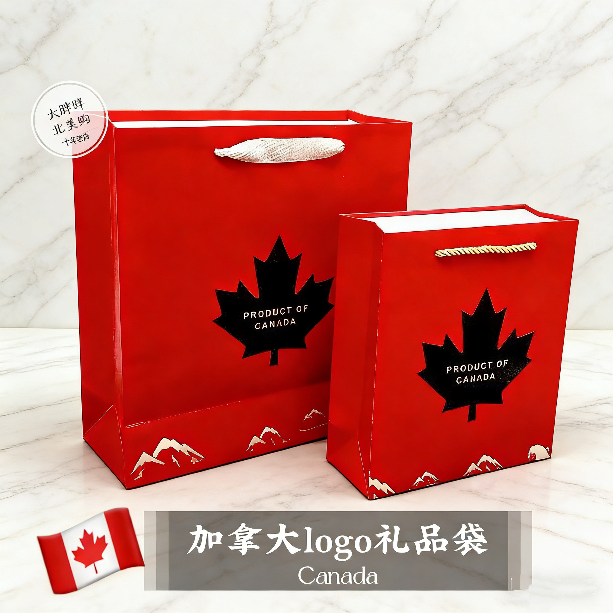 礼品袋加拿大美国纪念品特产伴手礼回国送礼礼物机场手提纸袋加国