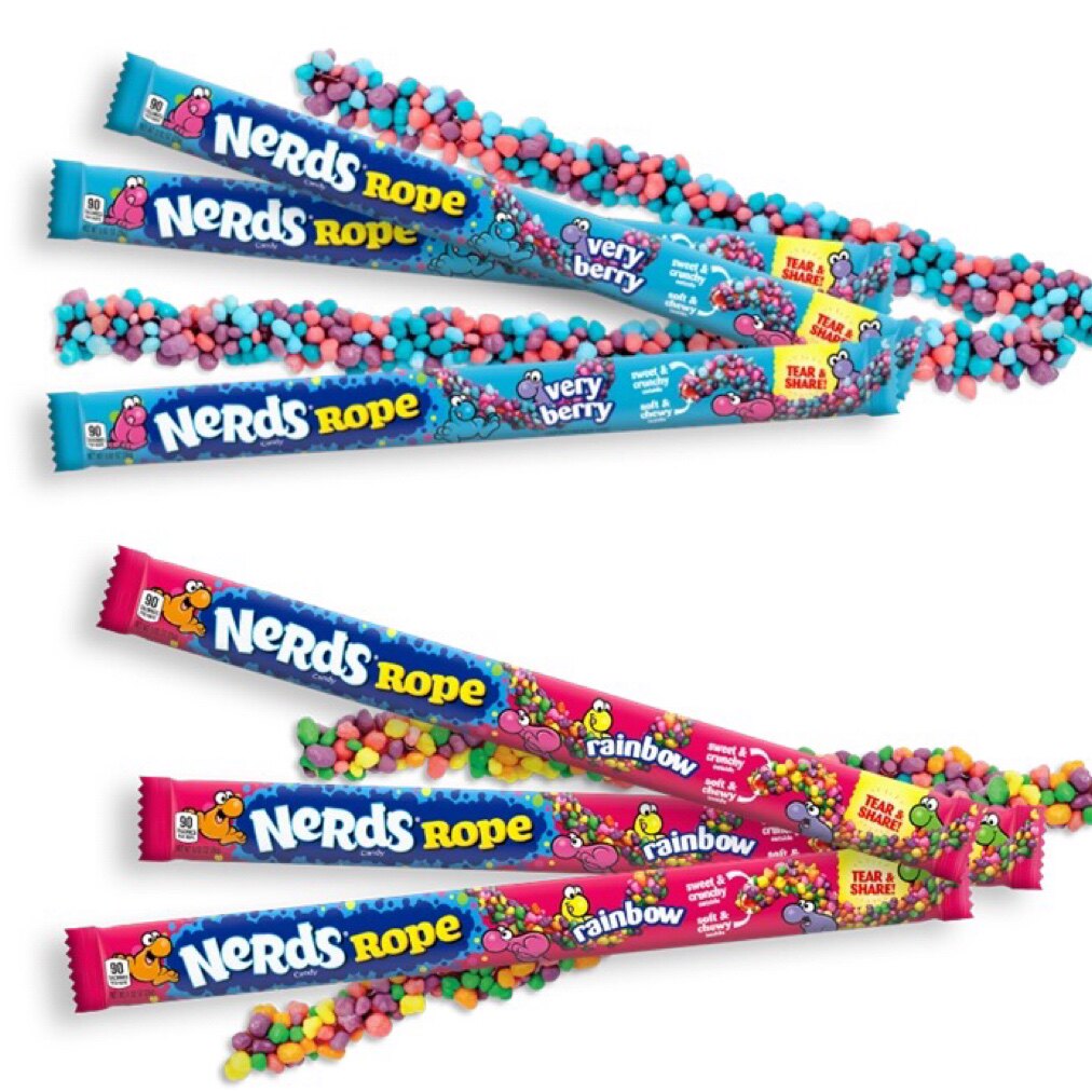 现货旺卡彩虹粒粒糖绳索糖网红绳子糖美国nerds rope抖音扭扭糖