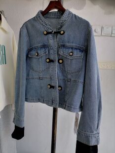 2024新款尺度传魅女装CZ2C29早春新中式盘扣牛仔短款外套女小个子