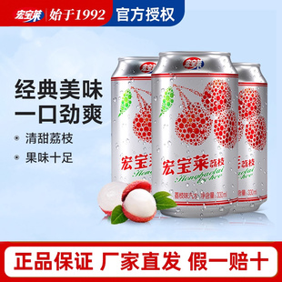 宏宝莱荔枝味饮料东北怀旧饮品碳酸老汽水经典口味330ml*24罐整箱