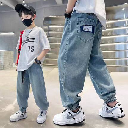 男童天丝牛仔裤2025新款男孩中大童夏装薄款儿童时髦薄款防蚊裤潮