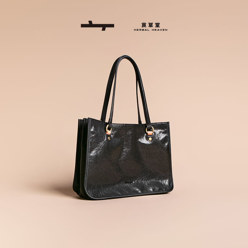 食草堂包包2025新款头层牛皮水晶植鞣包包托特包手提包大号歌谣-1