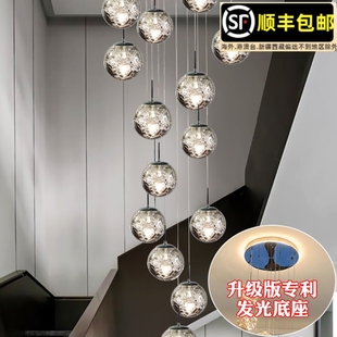 新款 楼梯间旋转吊灯现代简约轻奢公寓loft中空楼梯灯长吊灯具 复式