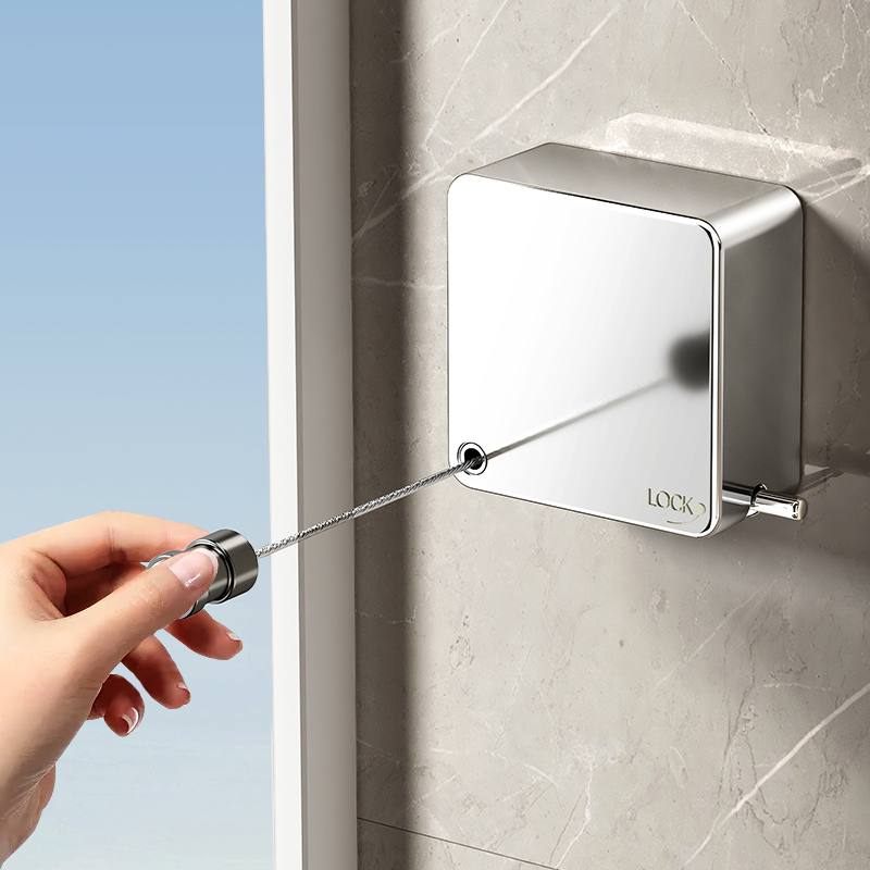 阳台隐形收缩晾衣绳神器免打孔不锈钢室内伸缩钢丝晾衣架凉衣衣服