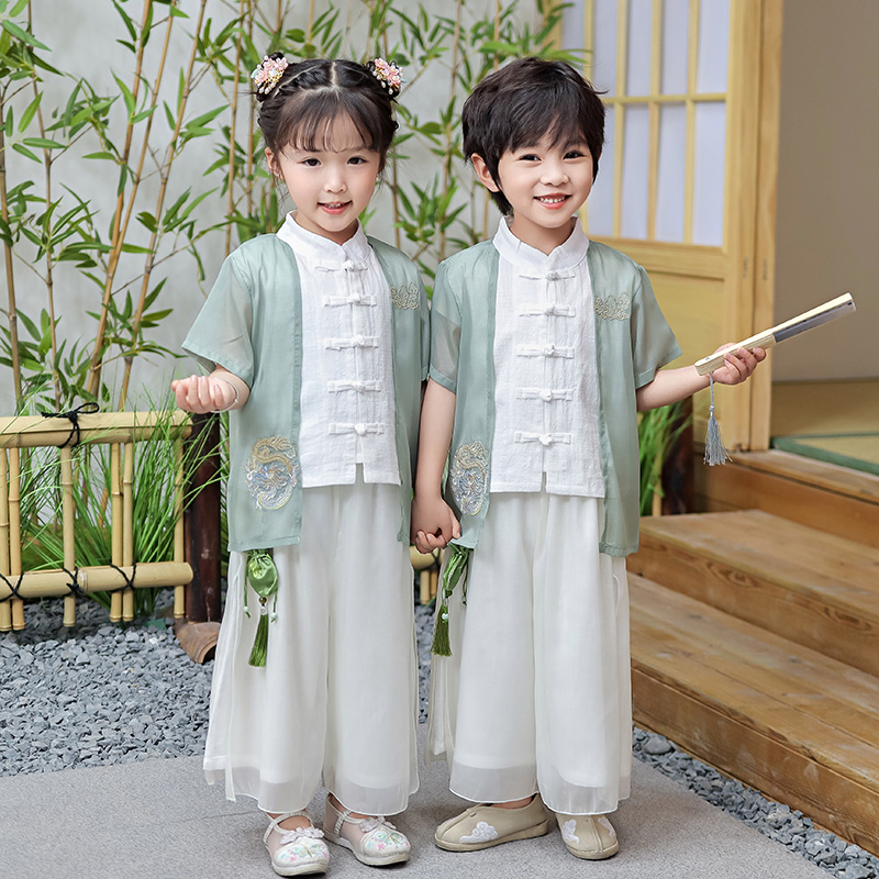 六一儿童汉服男女童夏季古装套装国学唐装小学生古风童装表演出服