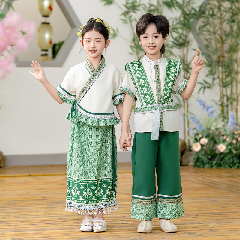 儿童傣族泼水节古风服饰
