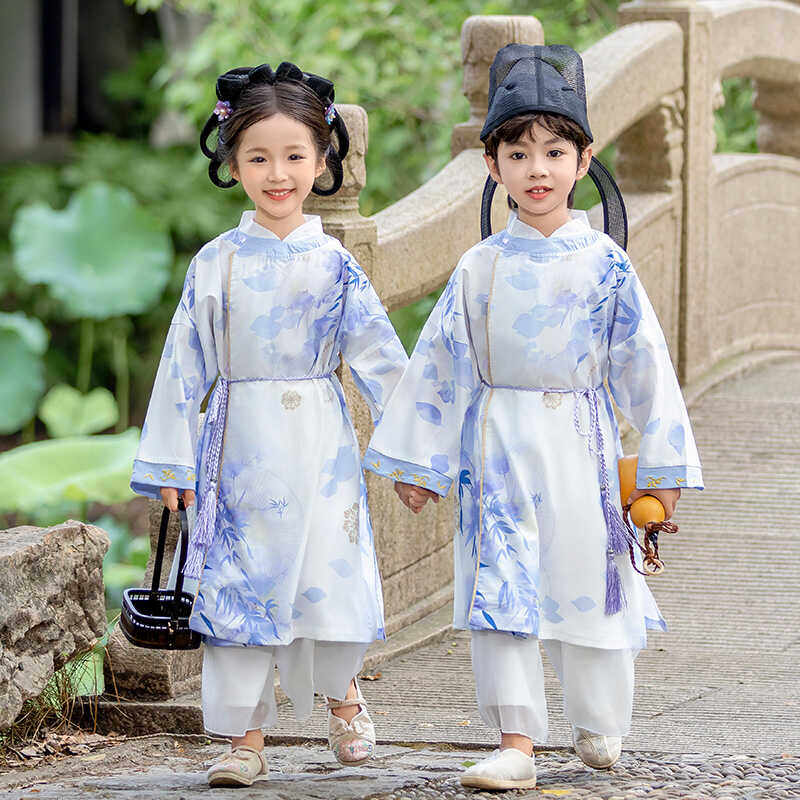 儿童明制汉服圆领袍2025春秋新款国风唐装男女童古风国学演出服装
