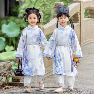 儿童明制汉服圆领袍2025春秋新款国风唐装男女童古风国学演出服装