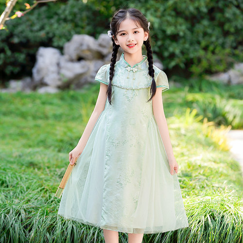 女童汉服夏季古风旗袍连衣裙