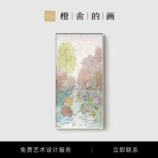 饰挂画高级感艺术油画 画x付毅兵 画入户玄关装 版 山涧清晨 橙舍