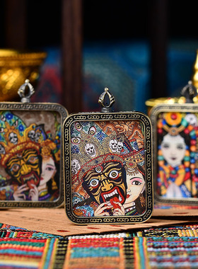 前世今生唐卡吊坠藏式嘎乌盒饰品挂件扎基拉姆护身符方卡挂坠男女