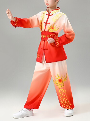 新款儿童武术服练功服训练服中国风演出服装男女童幼儿园表演服装