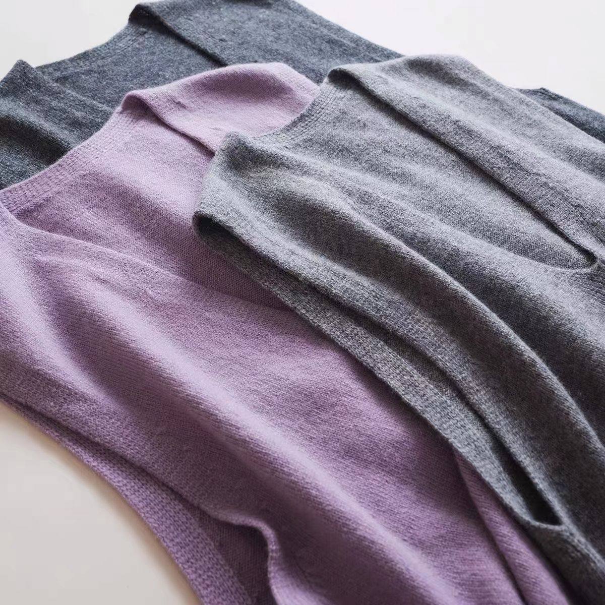 全羊毛V领马甲 气质通勤保暖叠搭无缝一体毛衣针织背心女秋冬新款