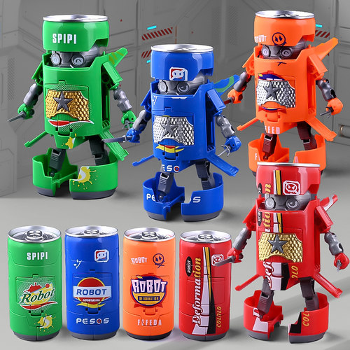 可乐变形玩具汽水武士易拉罐机甲