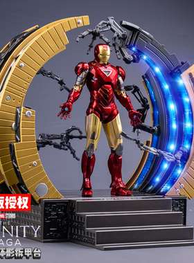 正版漫威钢铁侠mk6环形拆甲台套装复仇者玩具模型可动7存手办人偶